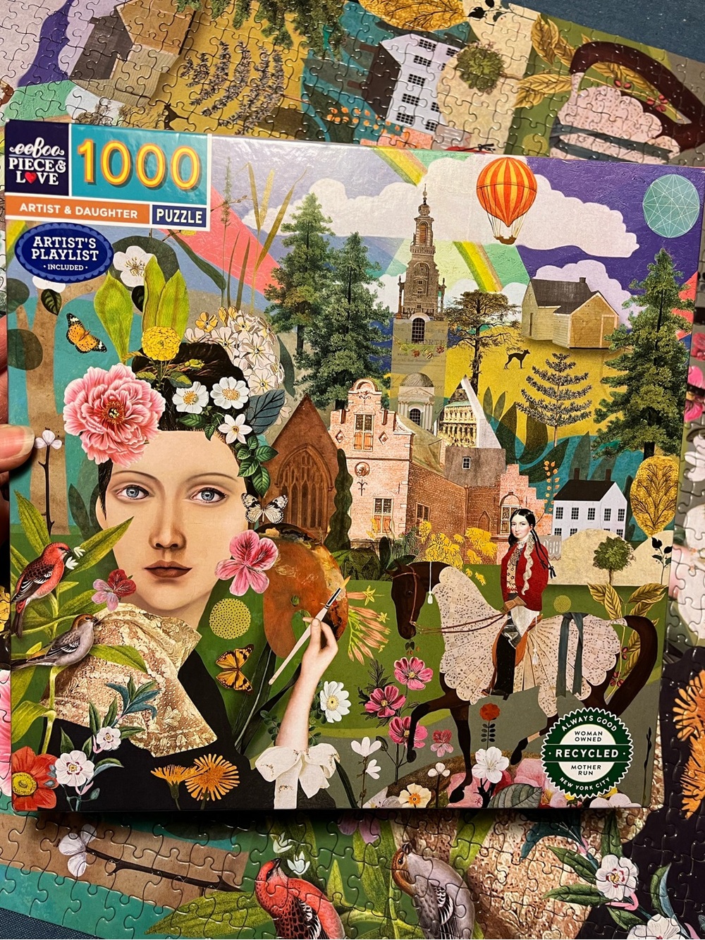 Eeboo jigsaw puzzle 1000 piece Artist & Daughter collage flower portrait
